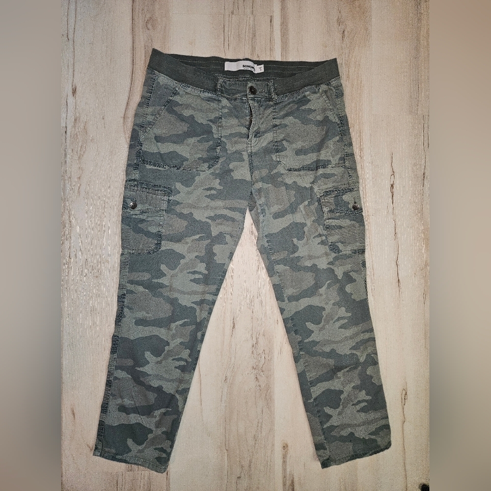 Sonoma Goods for Life Women’s Camo Cargo Pants Size 10 | High-Rise Elastic Waist